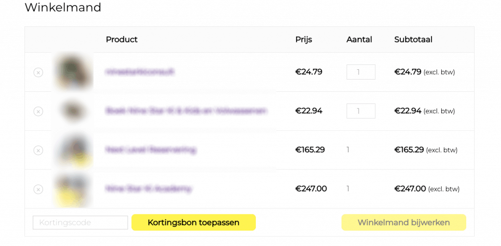 winkelmand zonder directe betaallinks