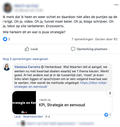relaties onderhouden Vanessa