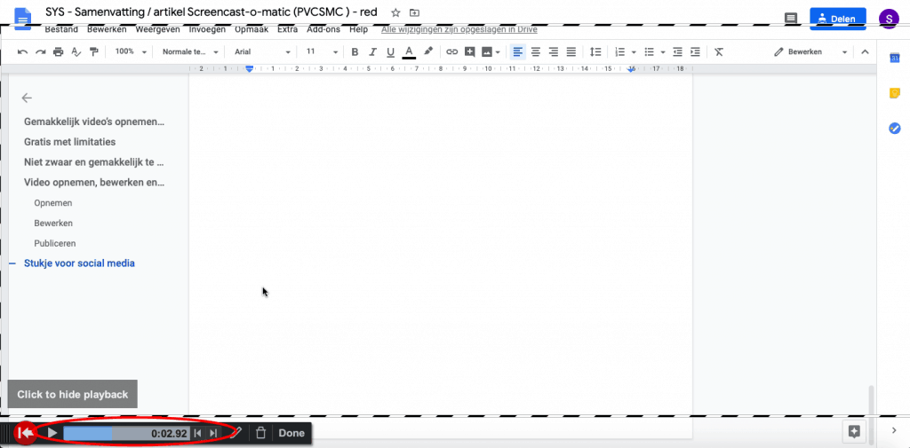 Screencast-o-matic pauzeren