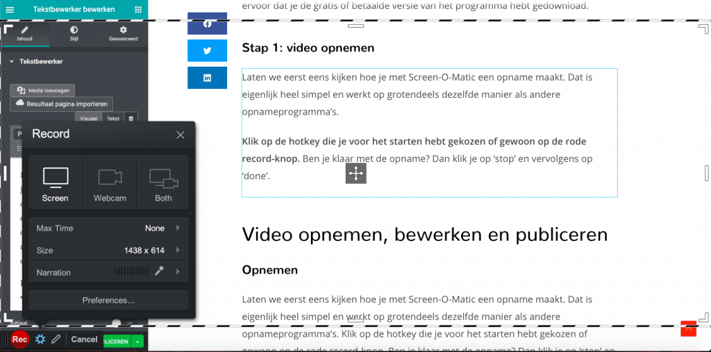 Screencast-o-matic video opnemen