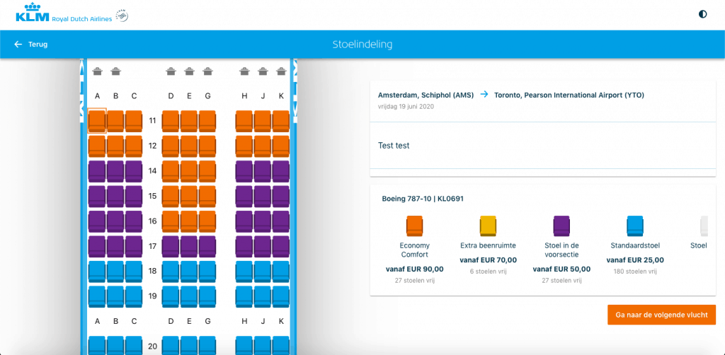 Upsell KLM afrekenpagina
