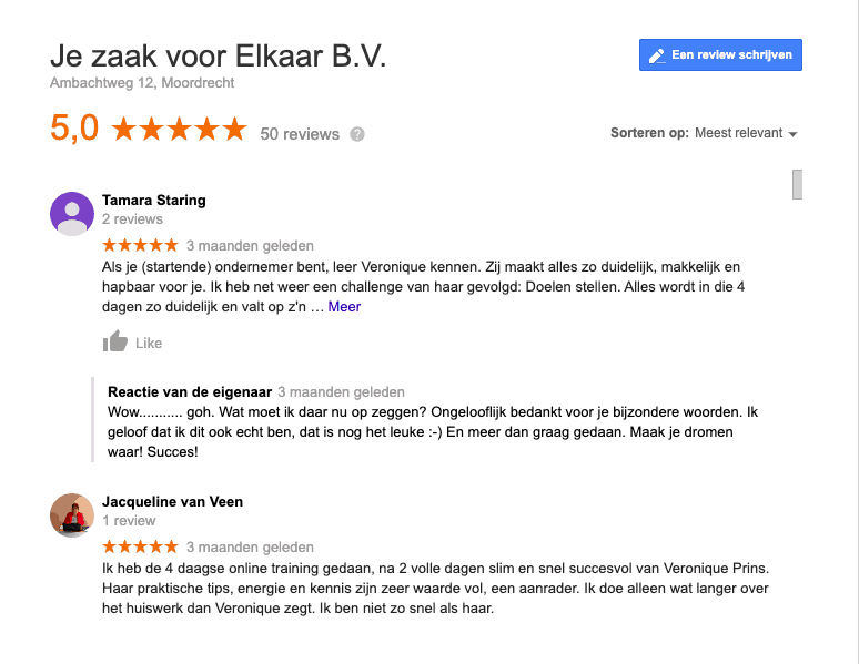 businesscoach controleren d.m.v recensies