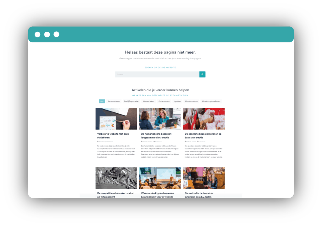 404 pagina - gebruiksvriendelijke website