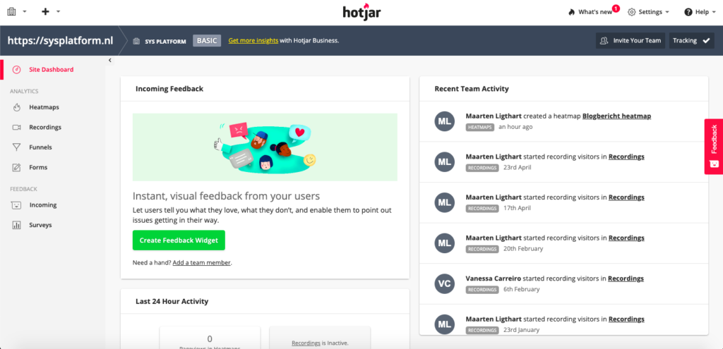 Hotjar heatmap