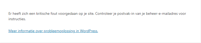 WordPress handmatig bijwerken - kritische foutmelding