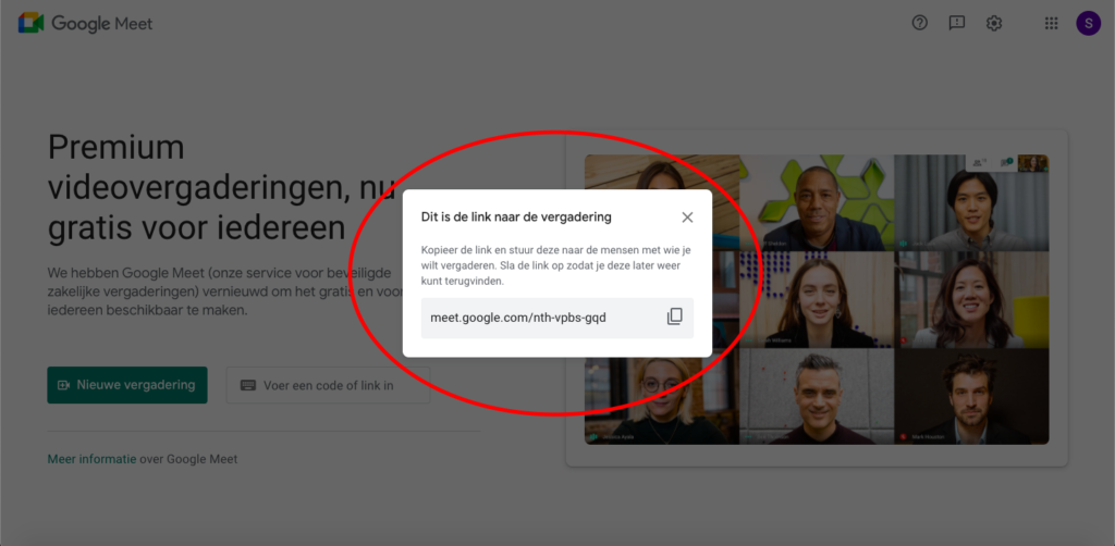 Google Meet - vergadering maken voor later